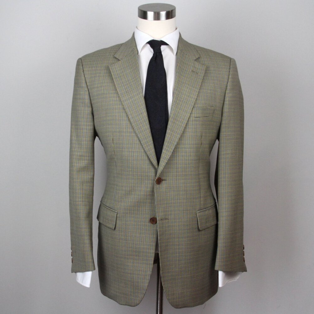 CORTEFIEL Men’s Wool Blazer Brown‎ 42R Houndstooth 100%wool E081170